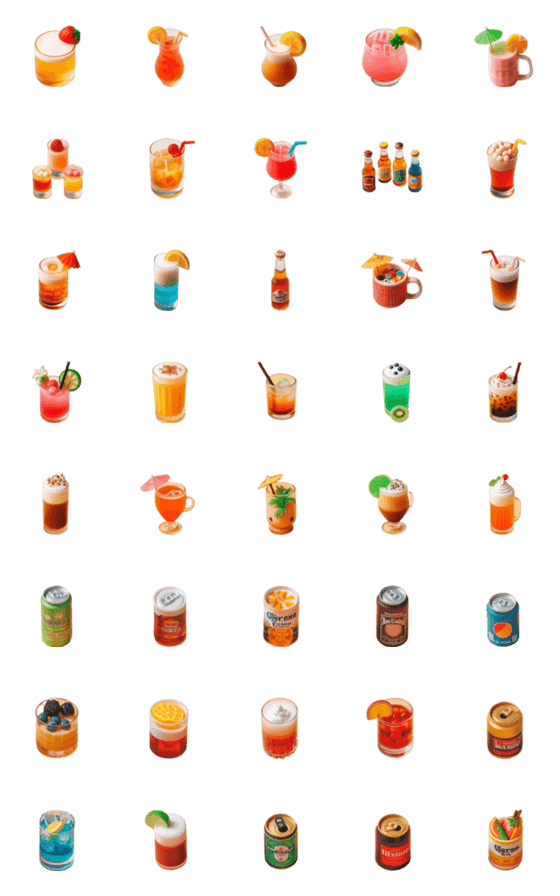 [LINE絵文字]Colorful Mini Drink Fiesta1の画像一覧