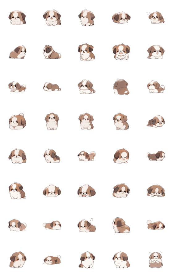 [LINE絵文字]Adorable Shih Tzu emojiの画像一覧