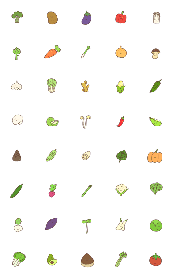 [LINE絵文字]Vegetable super cuteの画像一覧