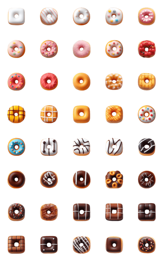 [LINE絵文字]Colorful Mini Donut Fiesta1の画像一覧