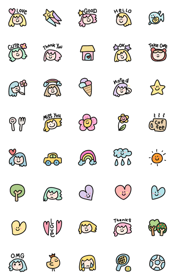 [LINE絵文字]PoMoTo Super Cute Girl Emojiの画像一覧