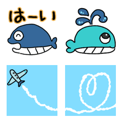 [LINE絵文字] くじらのくー 絵文字の画像