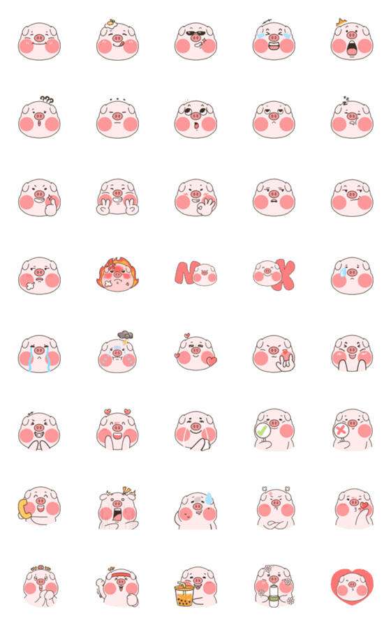 [LINE絵文字]Super cute piglet emojiの画像一覧