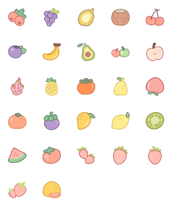 [LINE絵文字]Is CUTE * Hand Draw Fruits #01の画像一覧