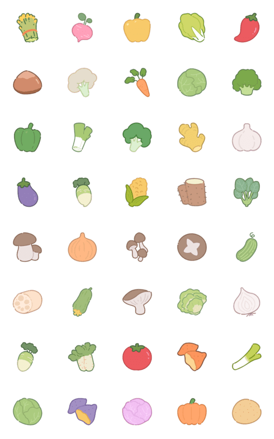 [LINE絵文字]Is CUTE * Hand Draw Vegetables #01の画像一覧