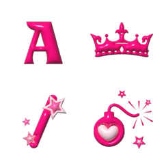 [LINE絵文字] Go Go Girl！ (pink letters 3D)の画像