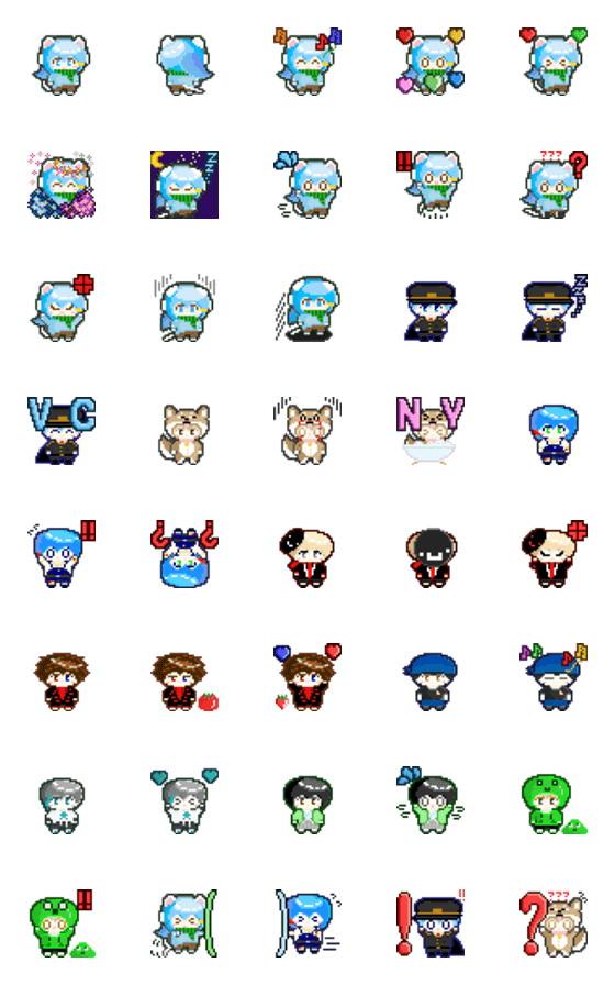 [LINE絵文字]Team Nekozounekoドット絵文字の画像一覧