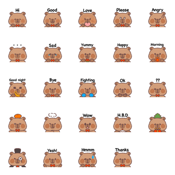 [LINE絵文字]Little Capybaraの画像一覧