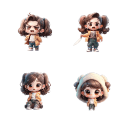 [LINE絵文字] 3D adorable chibi doll expressionsの画像