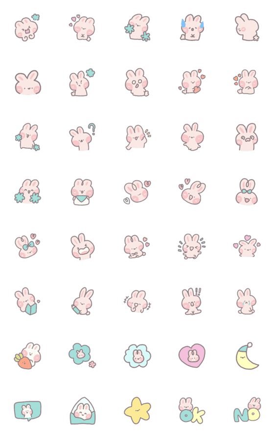 [LINE絵文字]Emoji: cute pink rabbit.の画像一覧