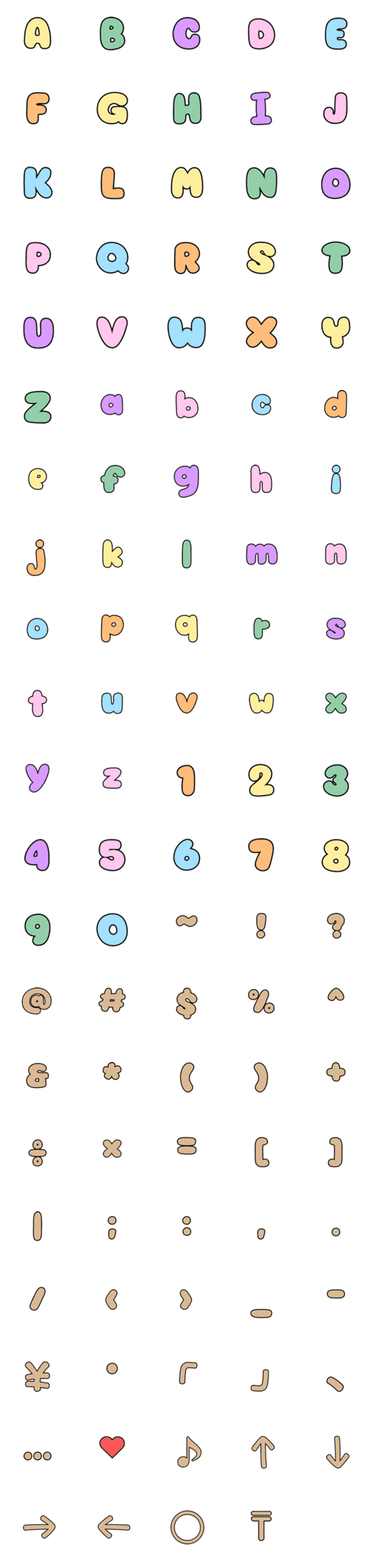 [LINE絵文字]Bounce Alphabet, Number, Symbolの画像一覧