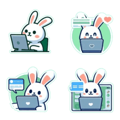 [LINE絵文字] working happy rabbitの画像