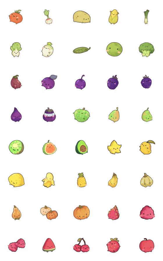 [LINE絵文字]Vegetable Fruit Friend Emojiの画像一覧