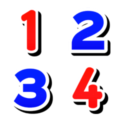 [LINE絵文字] Numbers emoji red blue white lovely cuteの画像