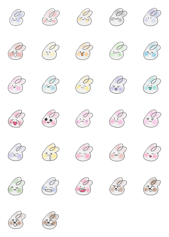[LINE絵文字]Rabbits, many colors ><の画像一覧