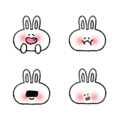 [LINE絵文字] 白 うさぎ 顔を赤らめる 絵文字の画像