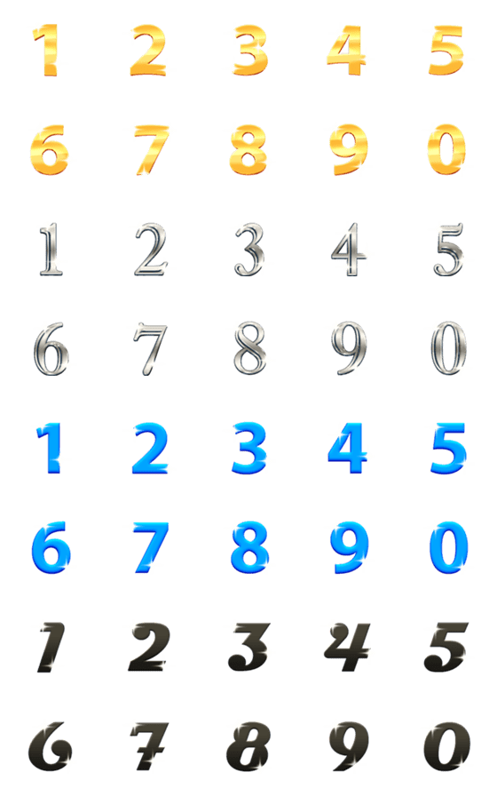 [LINE絵文字]Emoji number classic luxury animate v.2の画像一覧