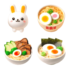 [LINE絵文字] うさぎ ラーメン 絵文字3の画像