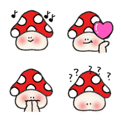 [LINE絵文字] 動く 赤 キノコ Cute 顔を赤らめる 絵文字の画像