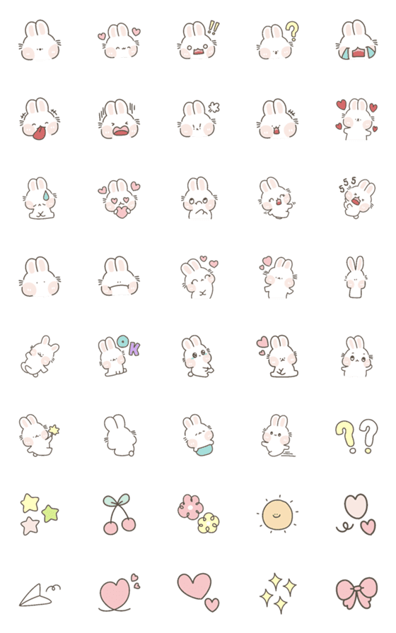 [LINE絵文字]Emoji rabbit cute* 2の画像一覧