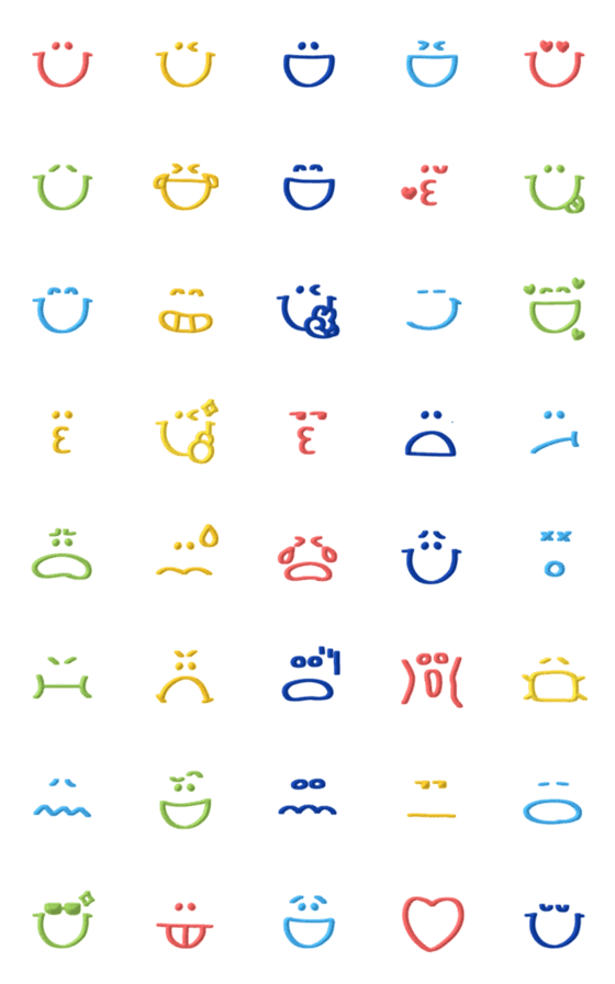 [LINE絵文字]ぷっくりマーカー顔文字（ビビットカラー）の画像一覧