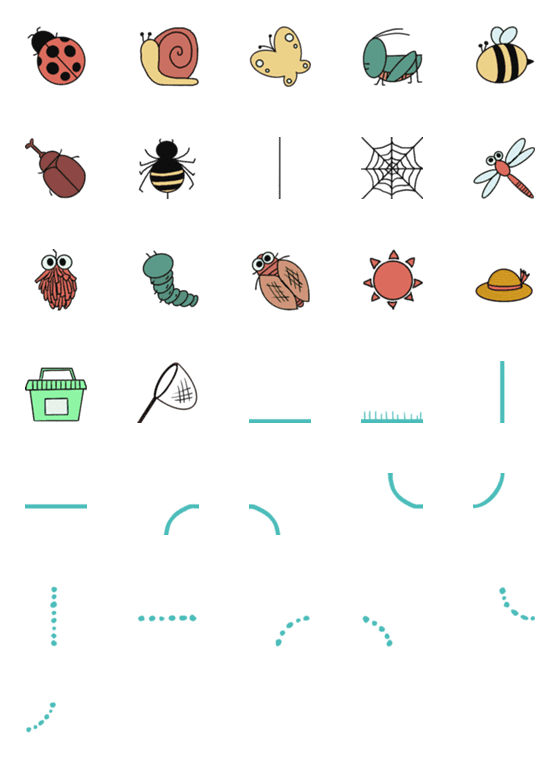 [LINE絵文字]つなげて ムシ虫ラインとフレームの画像一覧