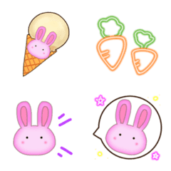 [LINE絵文字] ミニミニスタンプ☆ピンクうさぎ顔絵文字の画像