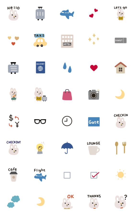 [LINE絵文字]旅するうさぎの画像一覧