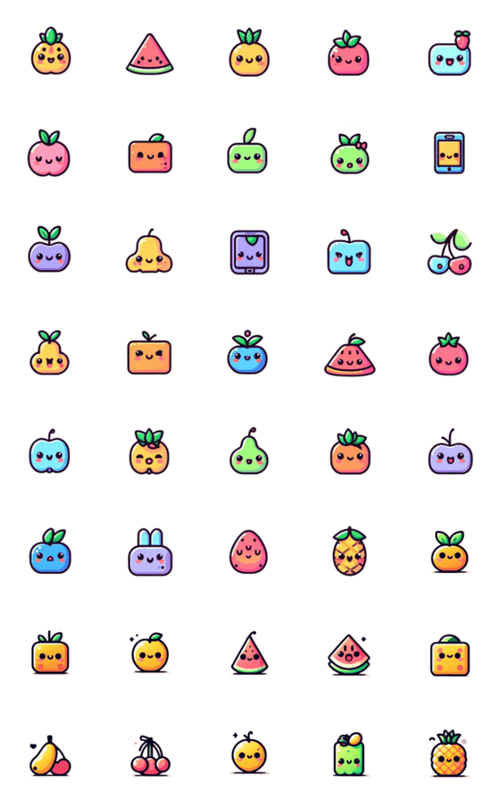 [LINE絵文字]Cute fruit summer emojiの画像一覧