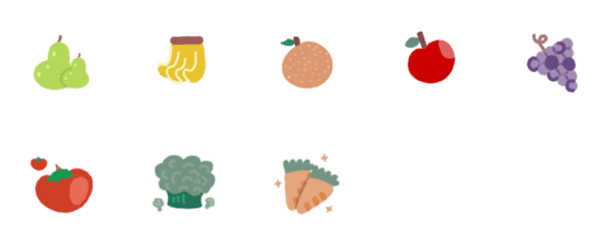 [LINE絵文字]Common vegetables and fruitsの画像一覧