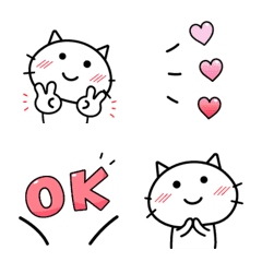 [LINE絵文字] 毎日絵文字♡キュートなしろねこの画像