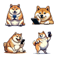 [LINE絵文字] ネットにハマるふとっちょ柴犬 スラングの画像