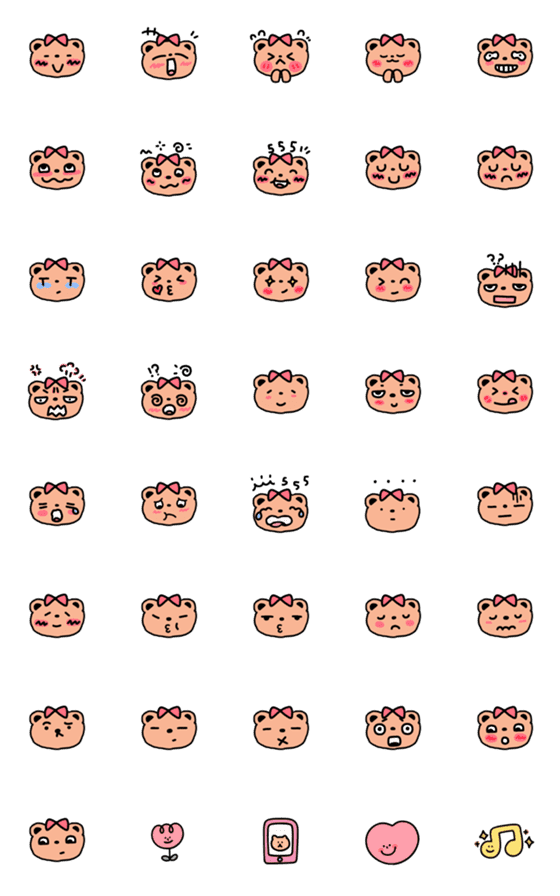 [LINE絵文字]Bear cute2 with many faceの画像一覧