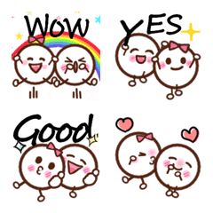 [LINE絵文字] 白いまるい子♡twinsの画像