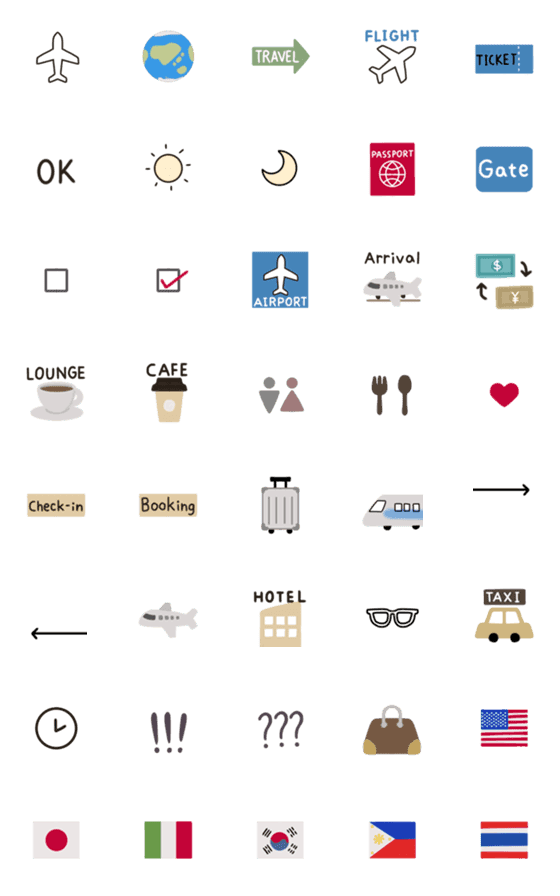 [LINE絵文字]使える 旅行 空港 飛行機の画像一覧