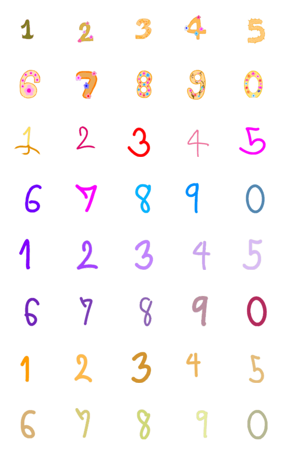 [LINE絵文字]Colorful flowers and numbersの画像一覧
