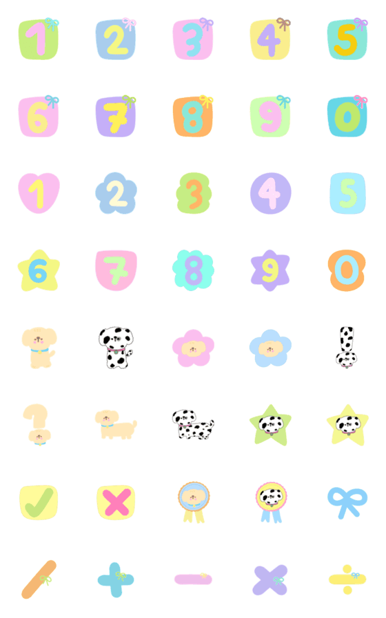[LINE絵文字]Emoji No.0-9  pastel ＆ Dogsの画像一覧