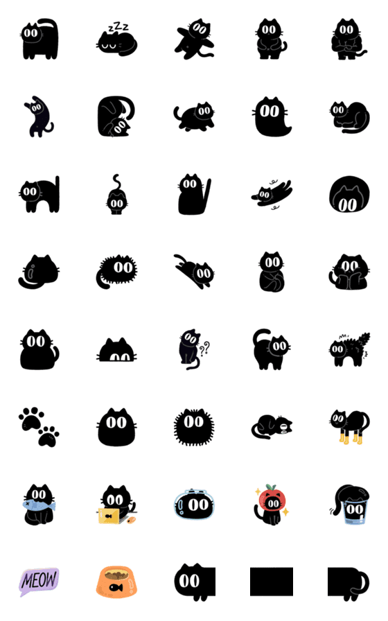 [LINE絵文字]all about black catの画像一覧