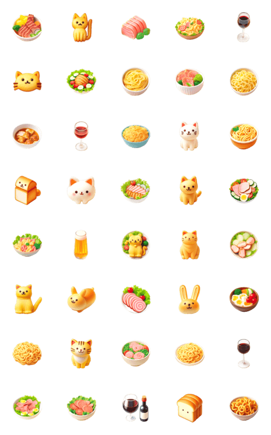 [LINE絵文字]ねこ パスタ 絵文字5の画像一覧