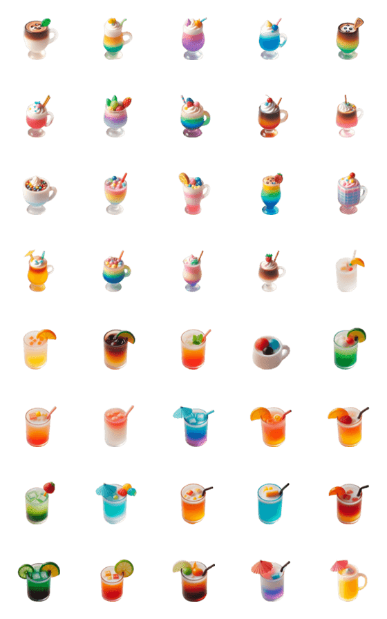 [LINE絵文字]Colorful Mini Drink Fiesta2の画像一覧