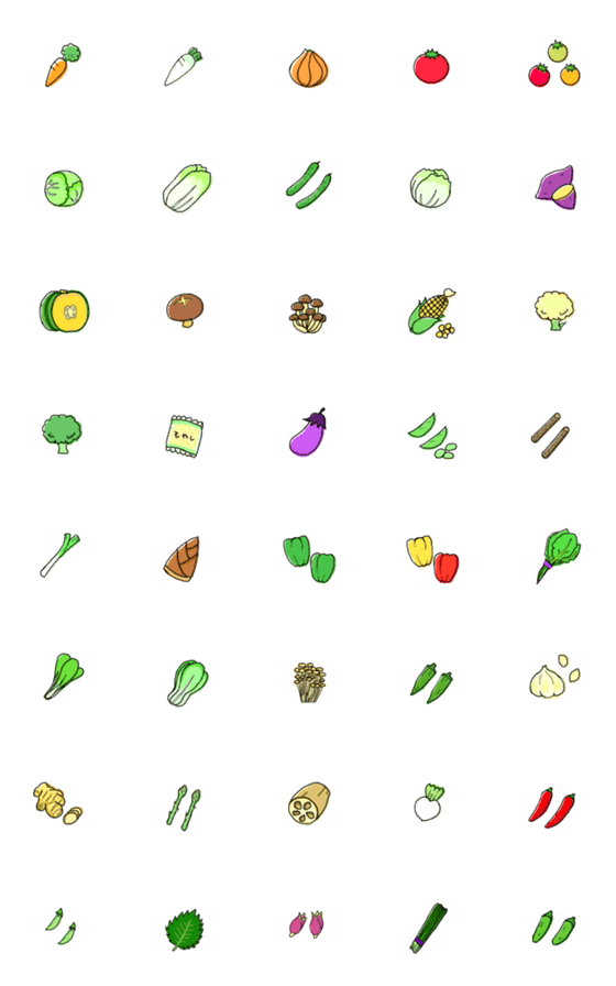 [LINE絵文字]hand drawn vegetable emojiの画像一覧