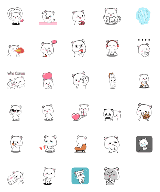 [LINE絵文字]White Mouse 7 : Animated emojiの画像一覧