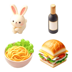 [LINE絵文字] うさぎ パスタ 絵文字5の画像