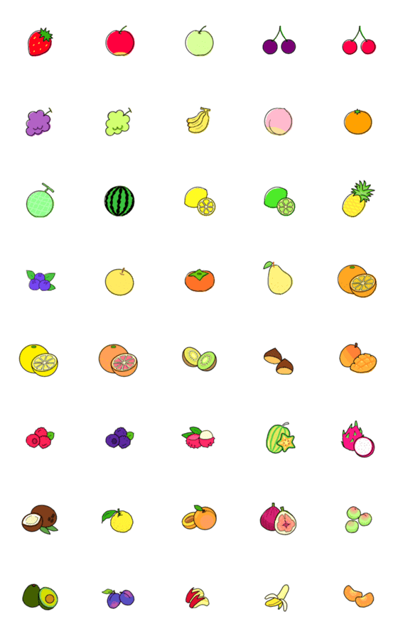 [LINE絵文字]hand drawn fruit emoticonsの画像一覧