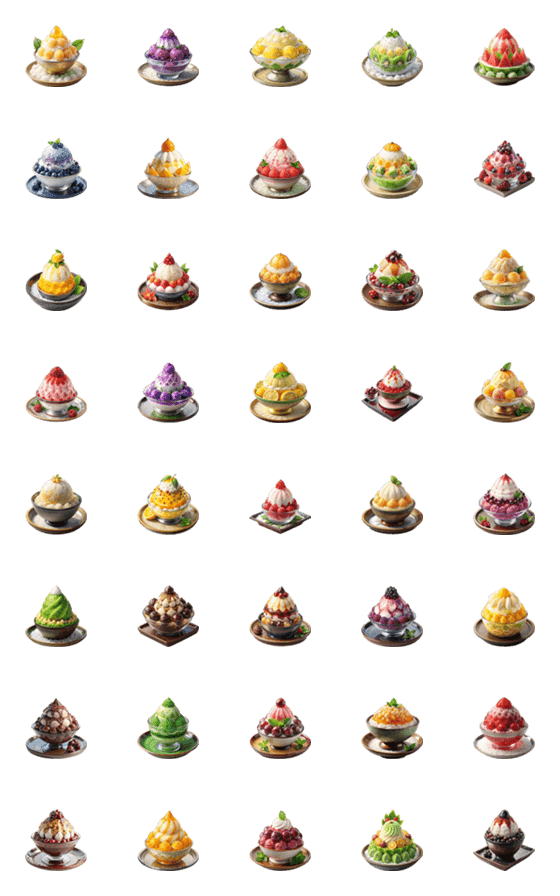 [LINE絵文字]Bingsu Dessert:SweetTopping (Emoji)の画像一覧